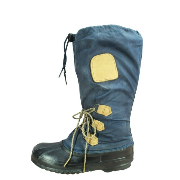 Sorel Snowlion Boots 8 Blue High Shaft Adjustable Waterproof Nylon Rubber - Picture 1 of 9